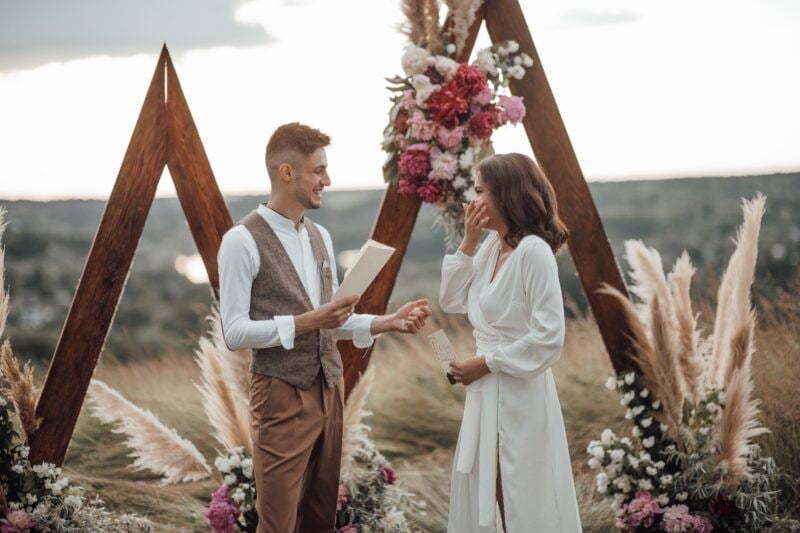 couple doing their wedding vows