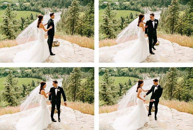 Bridebook.co.uk- bride taps groom on the shoulder and he turns around