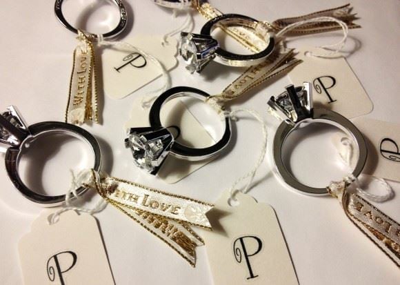 Bridebook.co.uk- plastic engagement ring favours