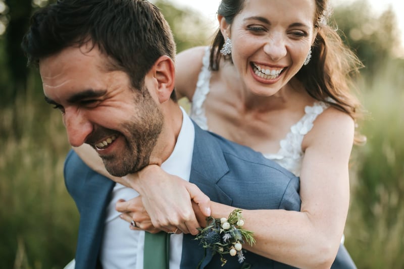 happy couple close up shot on their wedding day