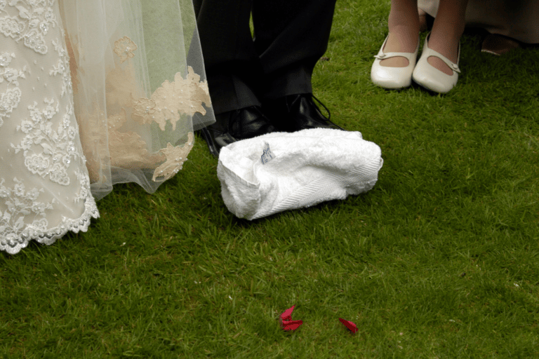 Traditional Jewish wedding breaking the glass