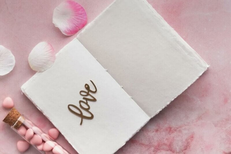 Book open with love message