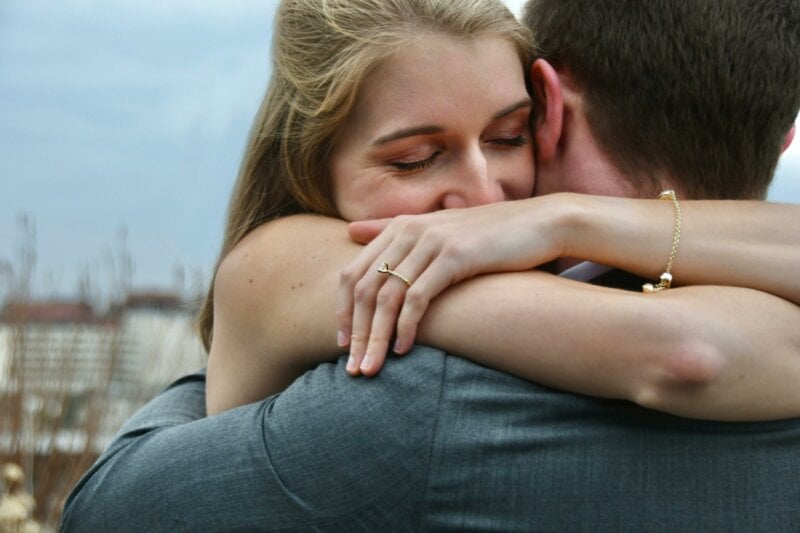 Couple hugging