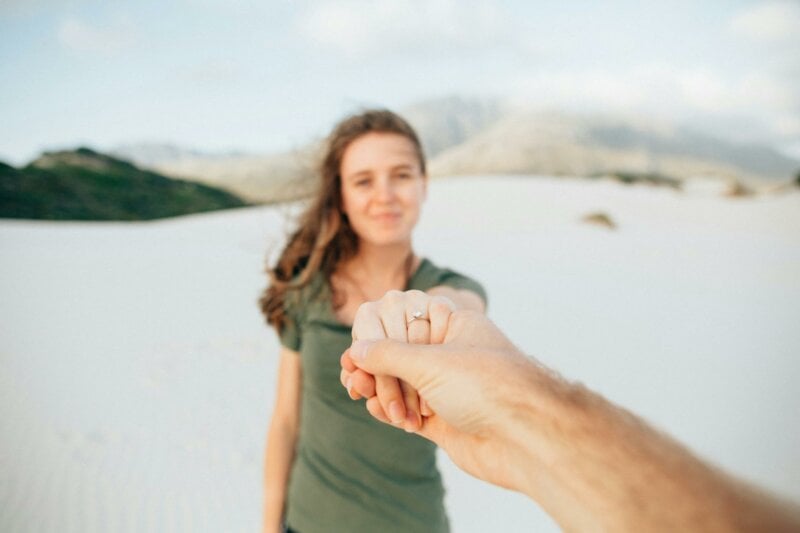 Woman showing her ring