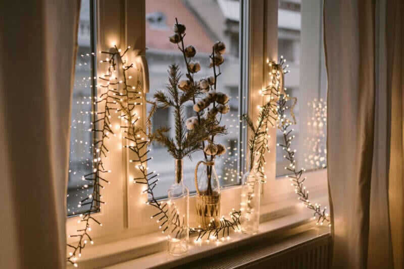 Cotton flower with lights