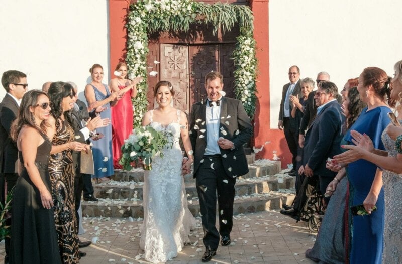 Married couple coming out of a church