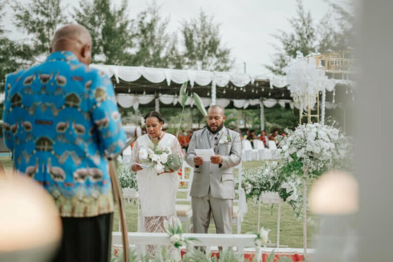 Couple getting married with a celebrant