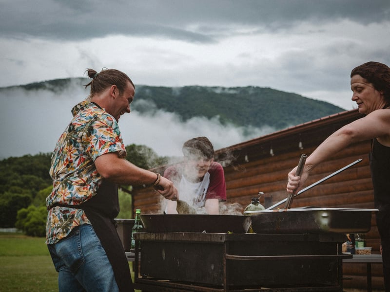 barbecue with mountain view