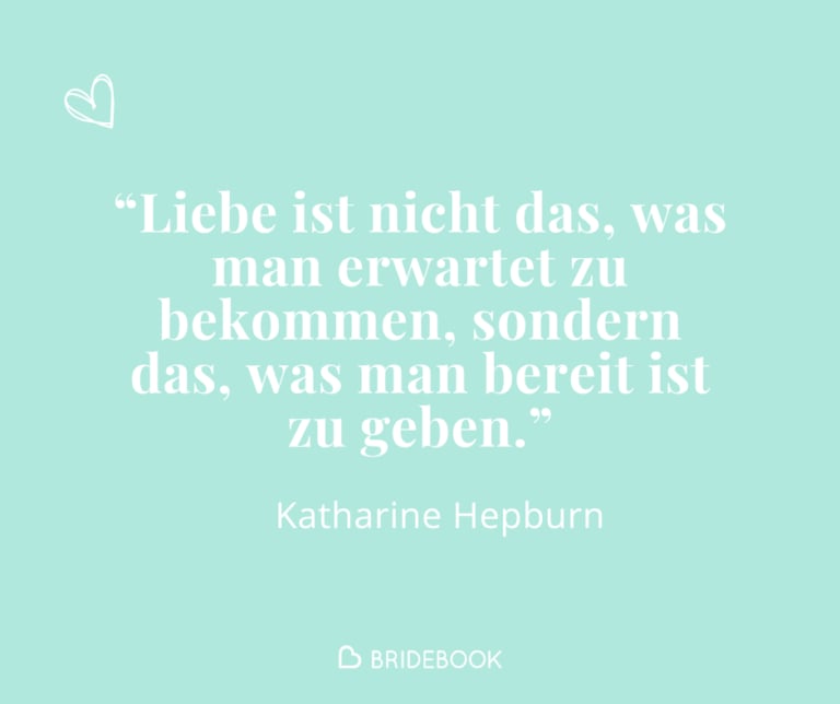 Zitatkarte mit inspirierendem Hochzeitsspruch von Katharine Hepburn fürs Gästebuch