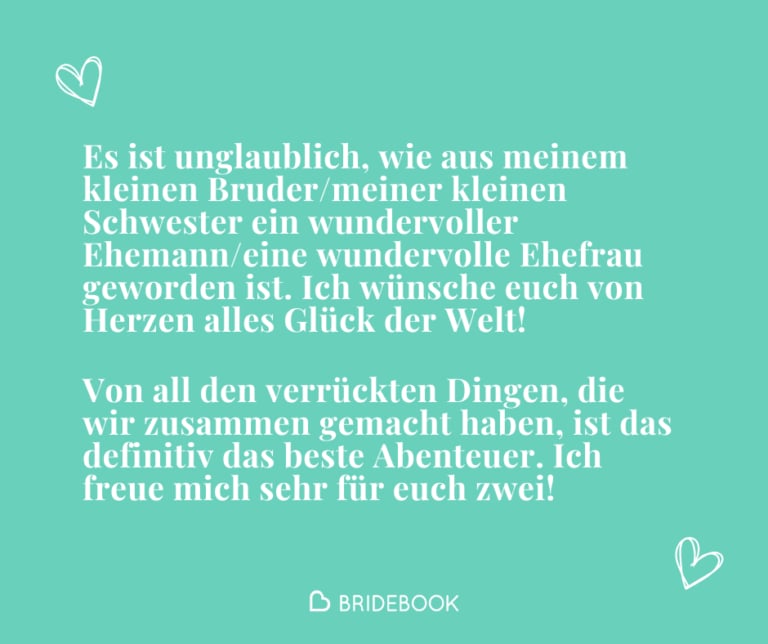 Beispieltexte für Hochzeitssprüche von Geschwistern ins Gästebuch