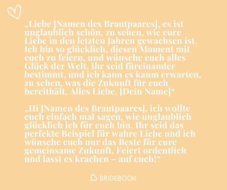 Ideen für Glückwunschtexte zur Hochzeit in Videobotschaften