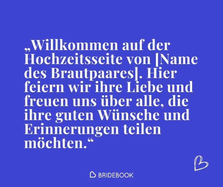 Idee für einen Glückwunschtext zur Hochzeit auf einer virtuellen Hochzeitsseite