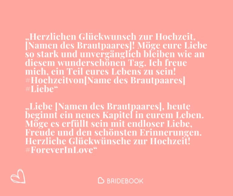 Beispieltexte für digitale Glückwünsche zur Hochzeit in sozialen Medien