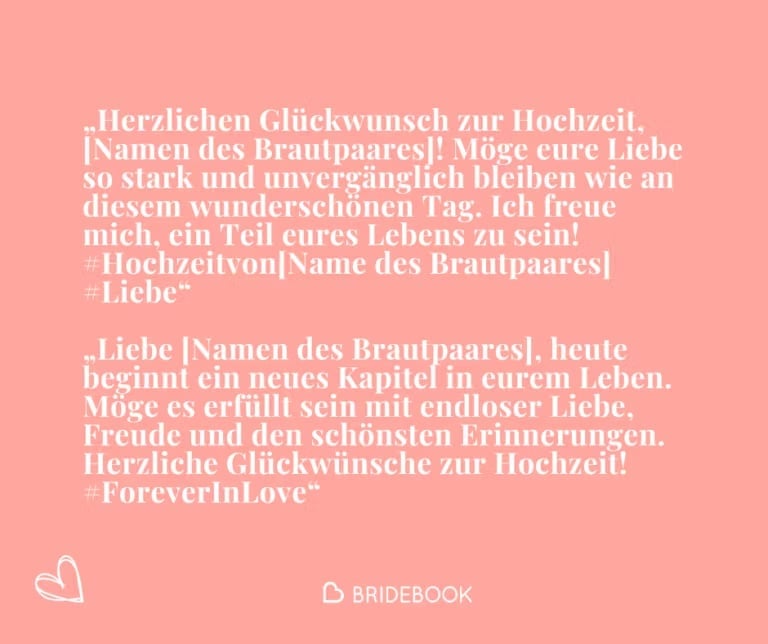 Beispieltexte für digitale Glückwünsche zur Hochzeit in sozialen Medien