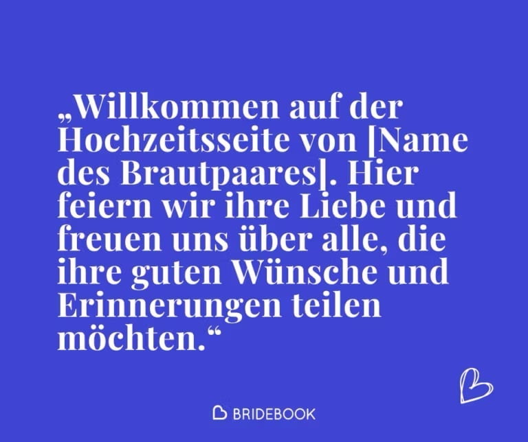 Idee für einen Glückwunschtext zur Hochzeit auf einer virtuellen Hochzeitsseite