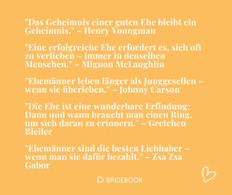 Bridebook-Grafik mit humorvollen Zitaten als Hochzeitsglückwunsch