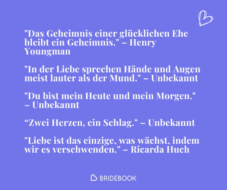 Kurze Zitate zur Hochzeit wie „Du bist mein Heute und mein Morgen“ auf violettem Hintergrund
