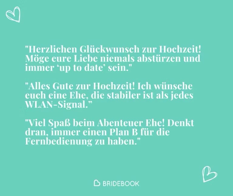 Bridebook-Grafik mit witzigen Sprüchen für Geschenkanhänger zur Hochzeit