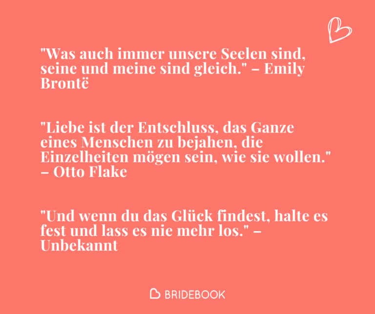 Zitate aus Büchern zur Hochzeit von Emily Brontë, Otto Flake und weiteren Autoren