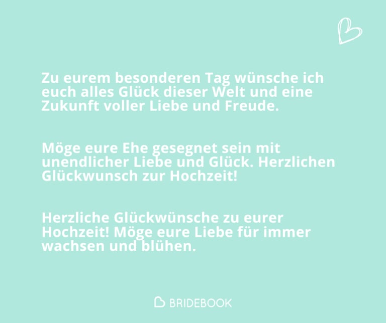 Grafik mit traditionellen Glückwünschen zur Hochzeit, z. B. „Möge eure Ehe gesegnet sein mit unendlicher Liebe und Glück“