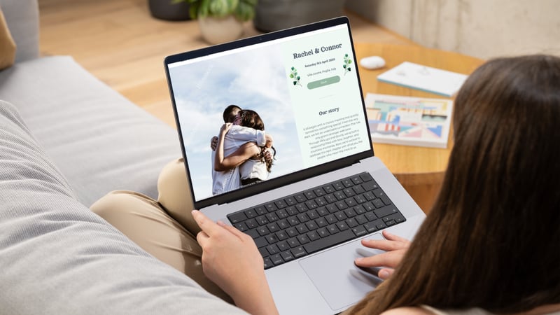 Bride-to-be looking at her free wedding website on Bridebook
