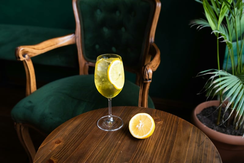 Glass on limoncello on a table