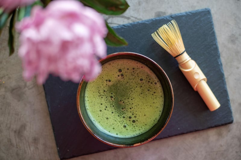 Matcha wedding ceramic cup with whisk