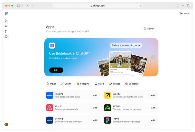 what bridebook looks like within the chatgpt app