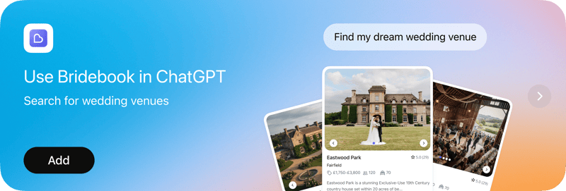 Examples of wedding venues on bridebook's chat gpt app