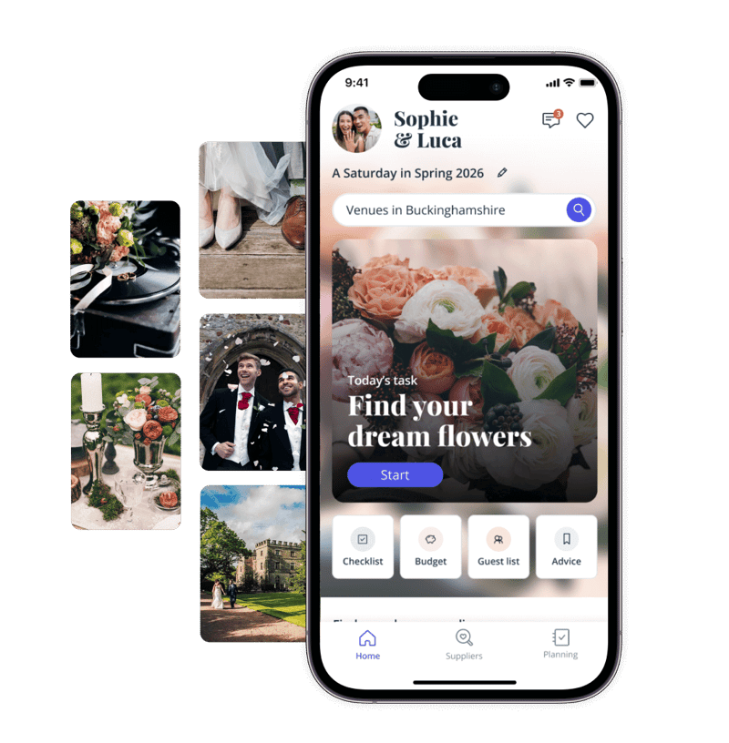 Wedding planning app bridebook showing the couples dashboard