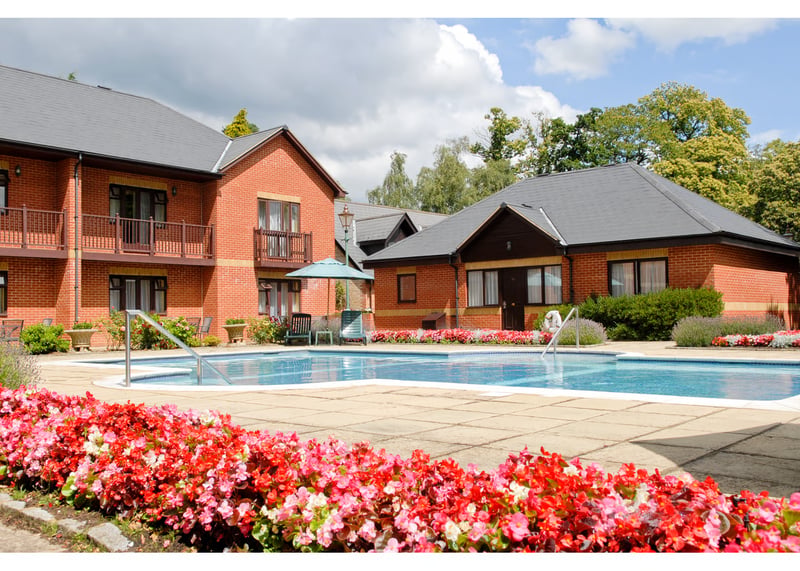 Pool and resort grounds at Foxhills Club and Resort, a Surrey wedding venue with five swimming pools near Heathrow