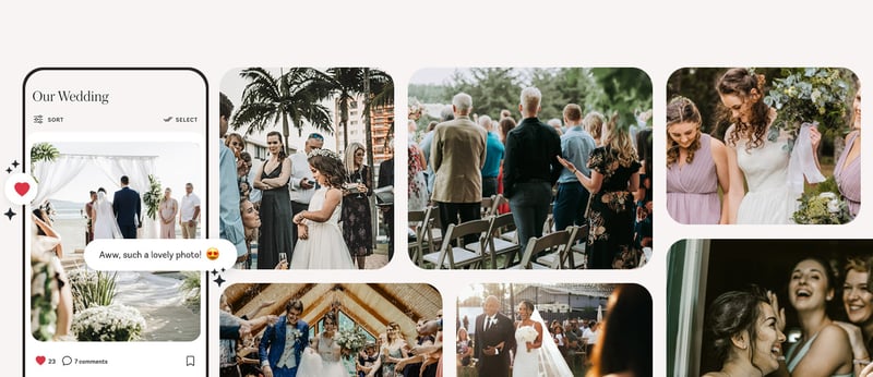 screen shot of wedding photo swap wedding photo app on a phone screen