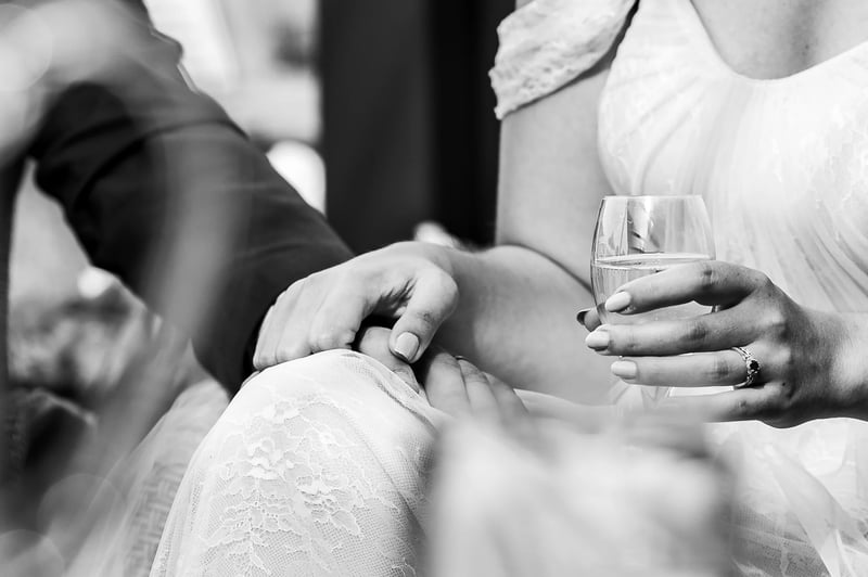 couple on their wedding day holding hands