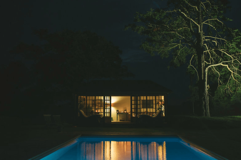 Higher Eggbeer Farm, a festival-style wedding venue on the edge of Dartmoor in Devon with eco-heated outdoor swimming pool