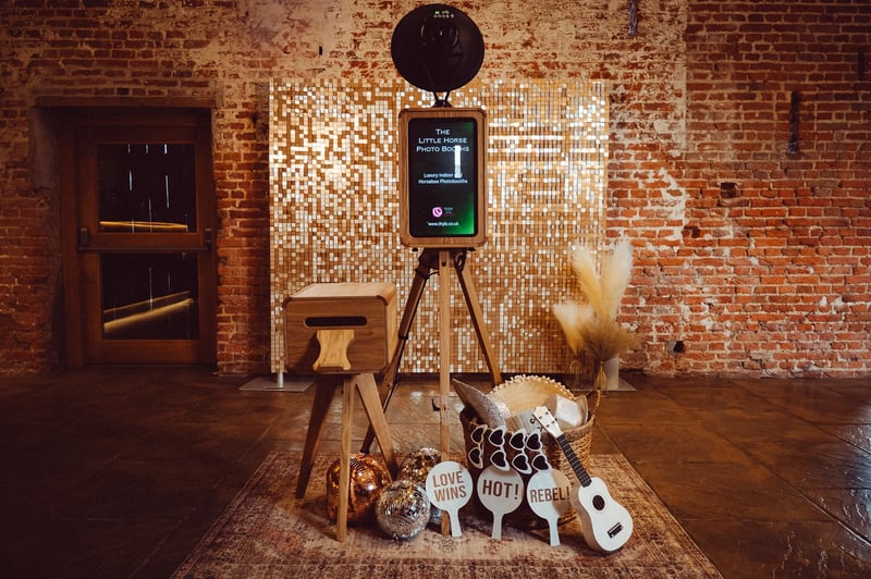 photo booth in an exposed bride wedding venue