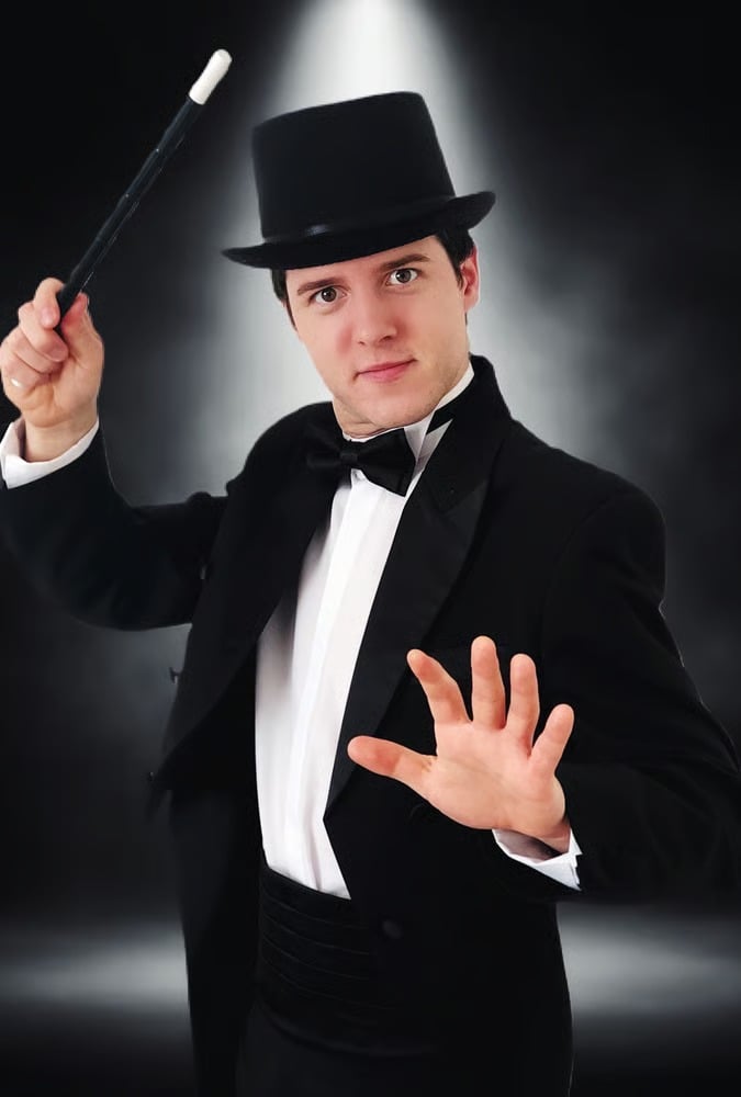 Children's entertainer dressed up as a magician