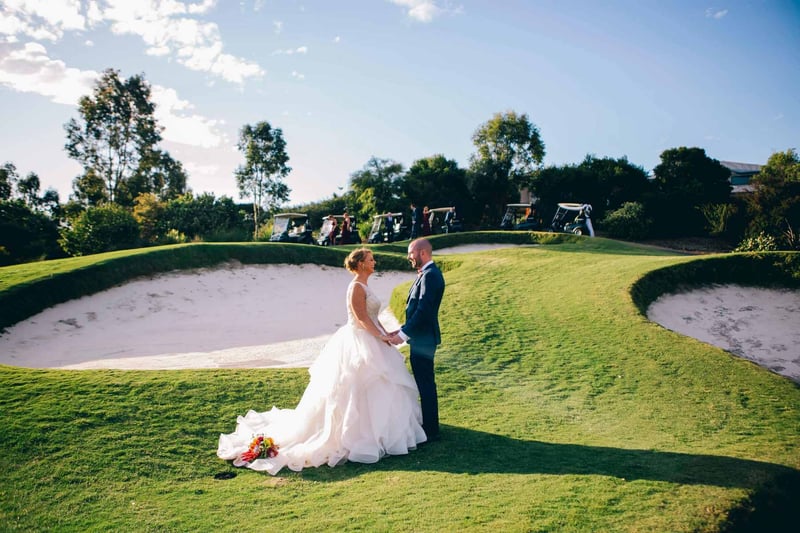 Bride and groom at a golf course wedding venue in Western Sydney