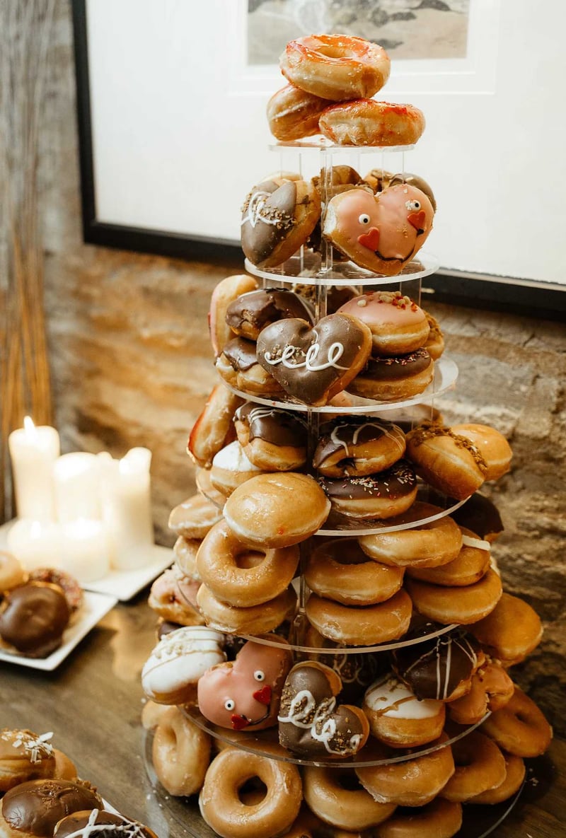 A tower of doughnuts as a wedding cake alternative
