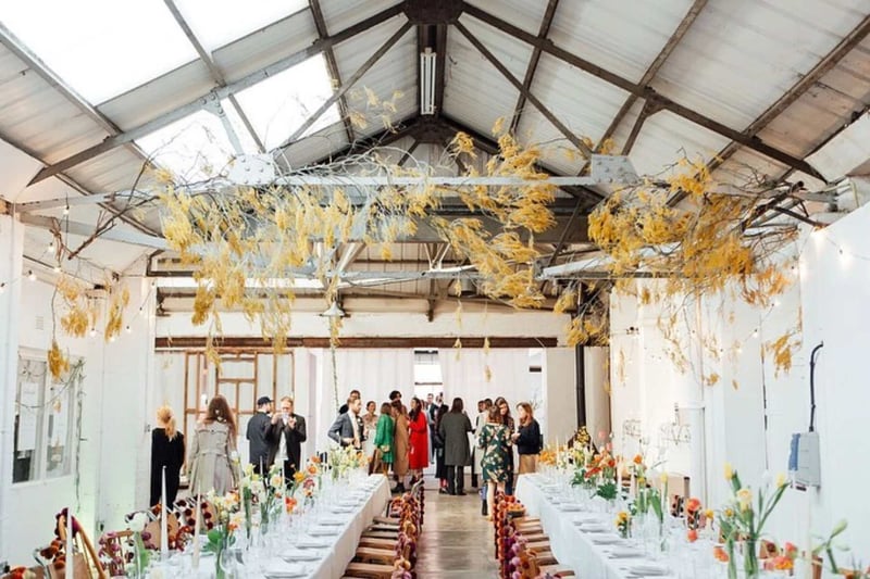 interior of industrial dry hire wedding venue MK11