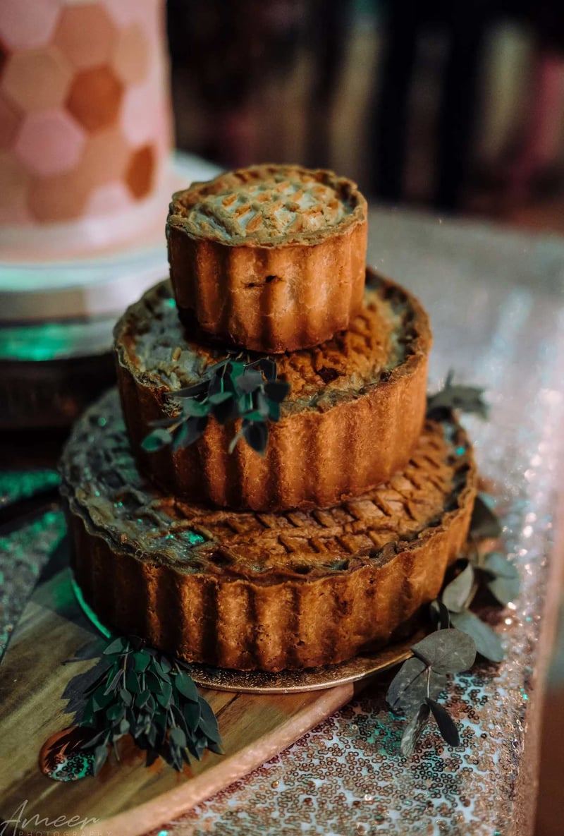 A stack of pork pies as a  wedding cake alternative