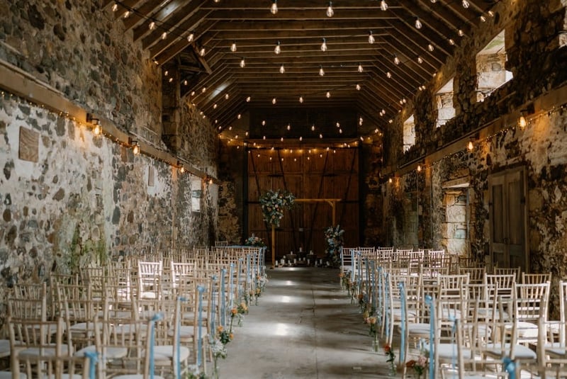 rustic indoor ceremony set up for the open day 