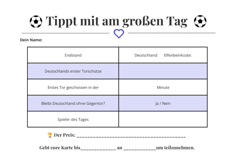 Hochzeits-Tippspiel zur WM: Deutschland vs. Elfenbeinküste