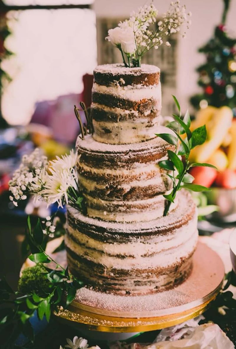 Semi naked rustic wedding cake