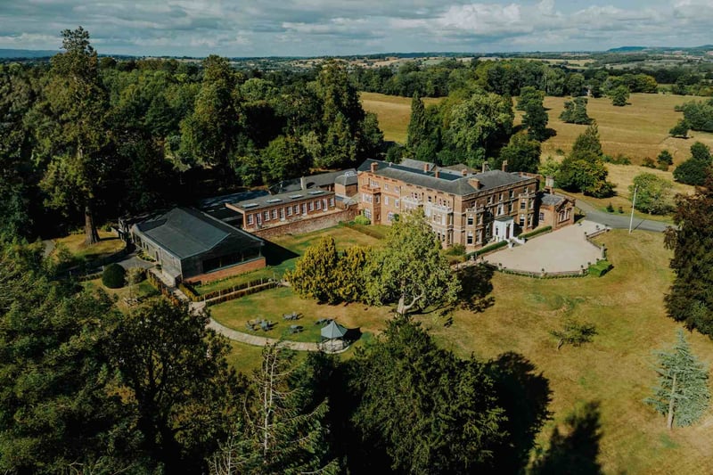 Aerial view of wedding venue Bredenbury Court Barns