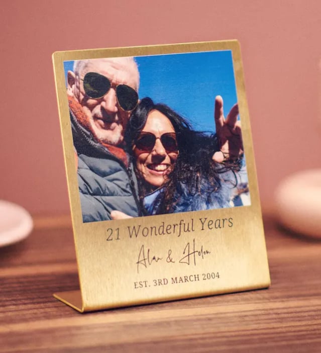 brass photo frame for an anniversary