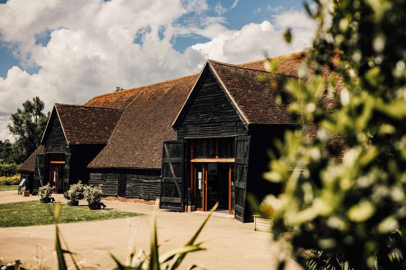 Exterior of a wooden barn wedding venue