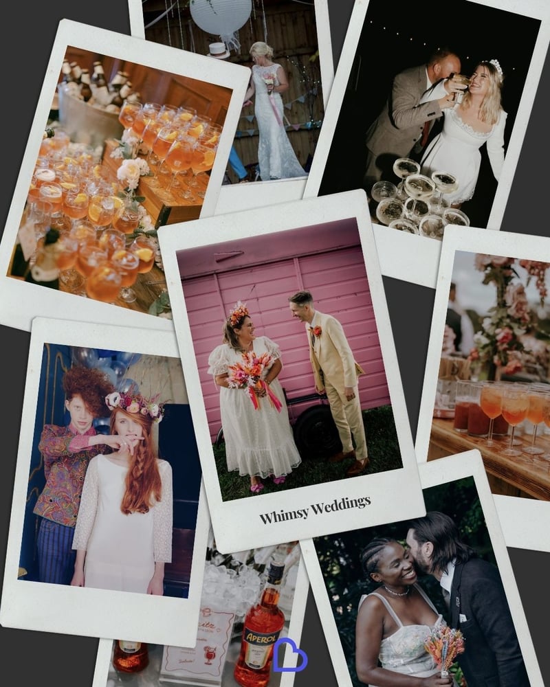 photo collage of whimsical weddings