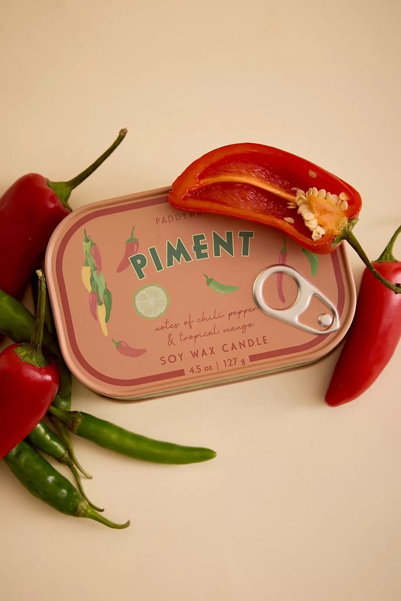 a candle designed to look like tinned fish.