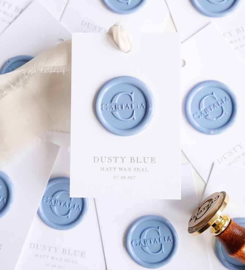 pale blue personalised wax seal stickers