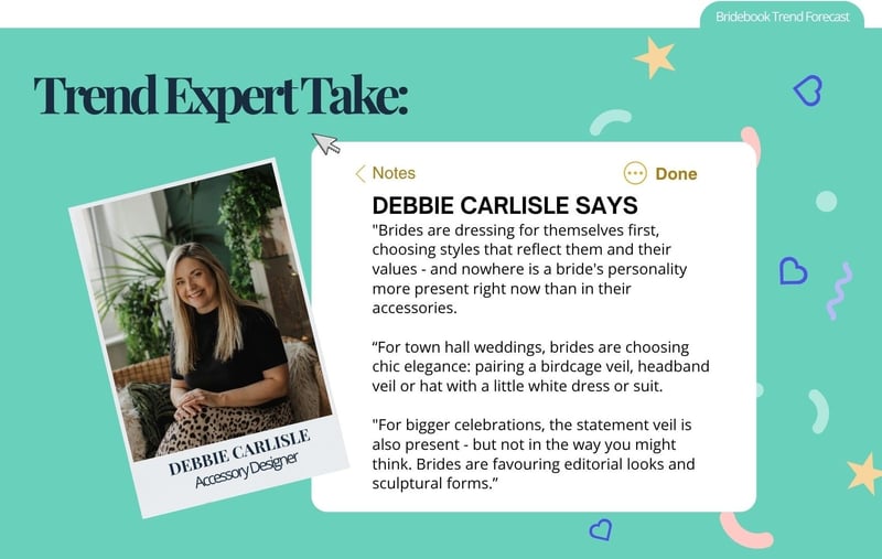 Accessory designer debbie carlisle and her wedding trend predictions